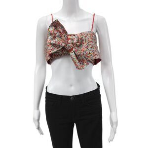 Silvia Tcherassi Women Cropped Floral Silk Sleeveless Tank Multicolor Size L